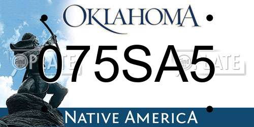 075SA5 Oklahoma License Plate
