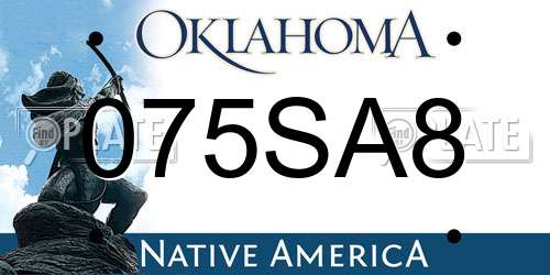 075SA8 Oklahoma License Plate