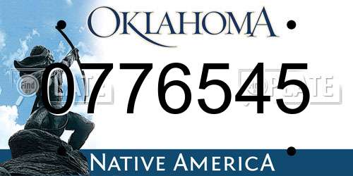 0776545 Oklahoma License Plate