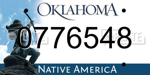 0776548 Oklahoma License Plate