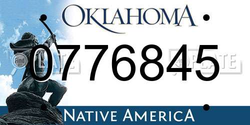 0776845 Oklahoma License Plate