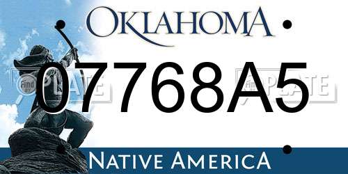 07768A5 Oklahoma License Plate