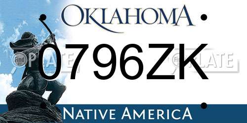 0796ZK Oklahoma License Plate