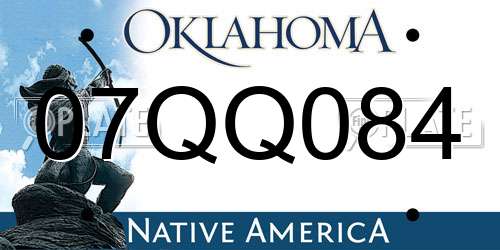 07QQ084 Oklahoma License Plate