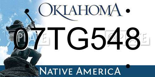 07TG548 Oklahoma License Plate