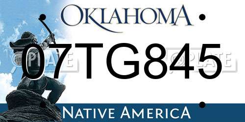 07TG845 Oklahoma License Plate