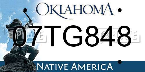 07TG848 Oklahoma License Plate