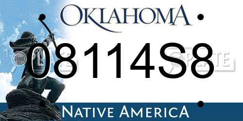 08114S8 Oklahoma License Plate
