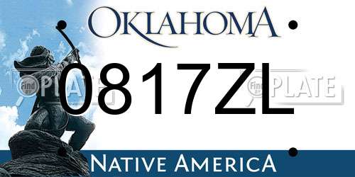 0817ZL Oklahoma License Plate
