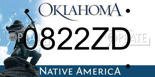 0822ZD Oklahoma License Plate