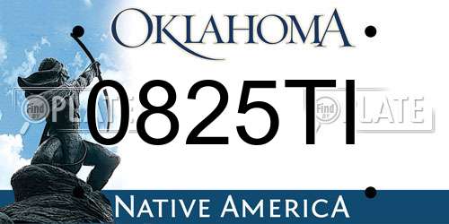 0825TI Oklahoma License Plate