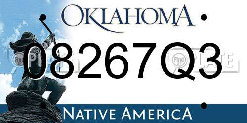 08267Q3 Oklahoma License Plate