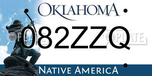082ZZQ Oklahoma License Plate