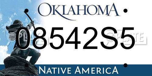 08542S5 Oklahoma License Plate