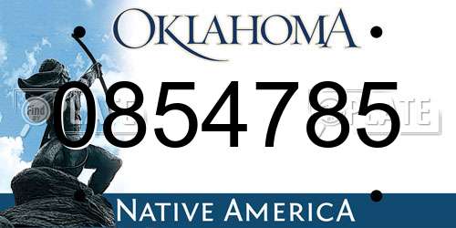 0854785 Oklahoma License Plate