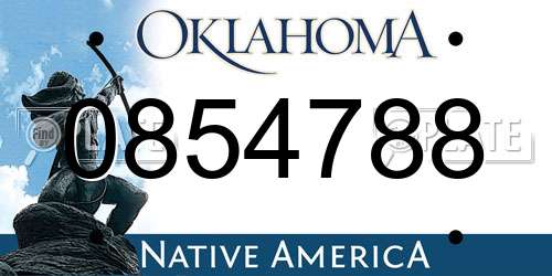 0854788 Oklahoma License Plate