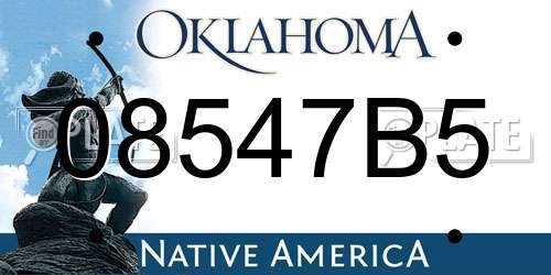 08547B5 Oklahoma License Plate