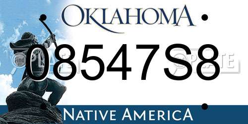 08547S8 Oklahoma License Plate