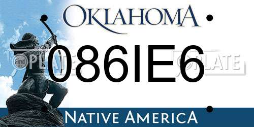 086IE6 Oklahoma License Plate
