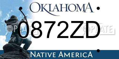 0872ZD Oklahoma License Plate