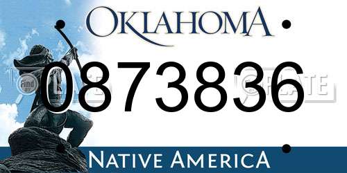 0873836 Oklahoma License Plate