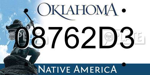08762D3 Oklahoma License Plate