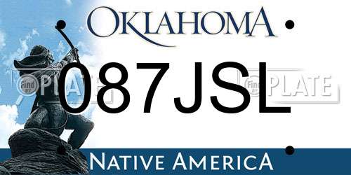 087JSL Oklahoma License Plate