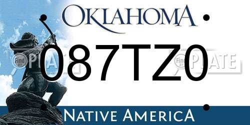 087TZ0 Oklahoma License Plate