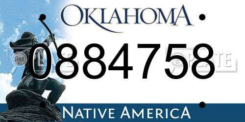 0884758 Oklahoma License Plate