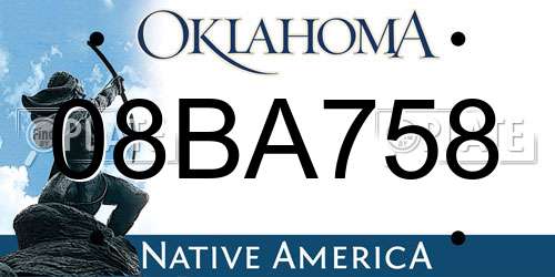 08BA758 Oklahoma License Plate