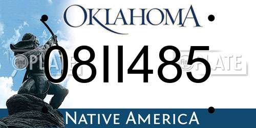 08II485 Oklahoma License Plate