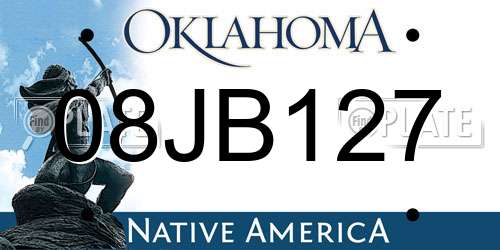 08JB127 Oklahoma License Plate
