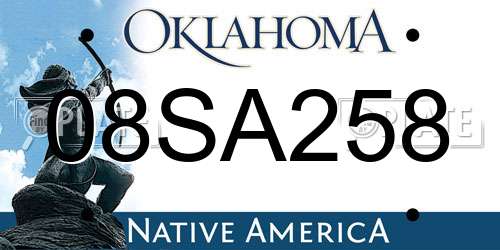 08SA258 Oklahoma License Plate