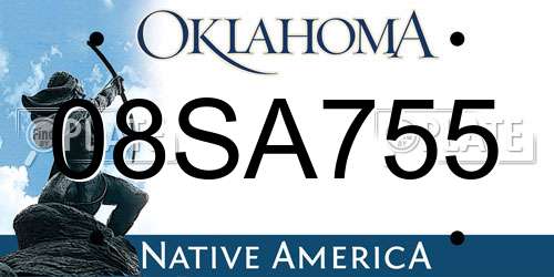 08SA755 Oklahoma License Plate