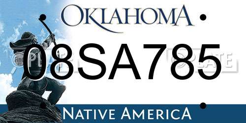 08SA785 Oklahoma License Plate