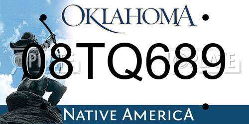 08TQ689 Oklahoma License Plate