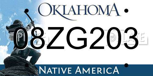08ZG203 Oklahoma License Plate