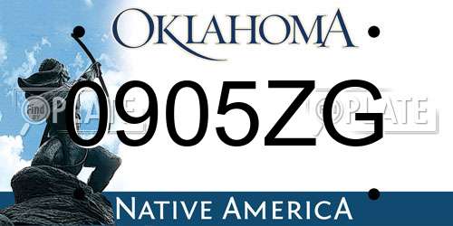 0905ZG Oklahoma License Plate
