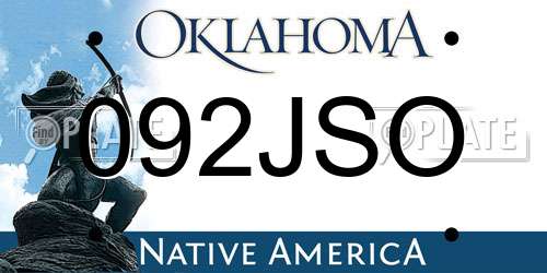 092JSO Oklahoma License Plate