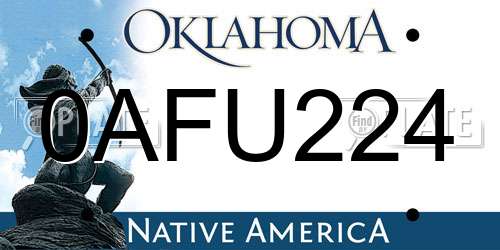 0AFU224 Oklahoma License Plate