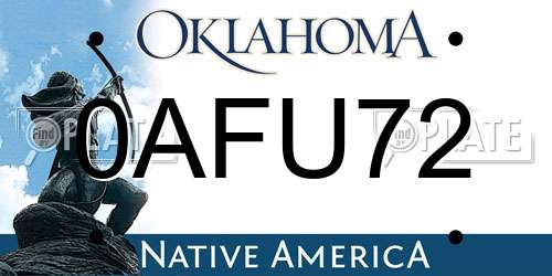 0AFU72 Oklahoma License Plate