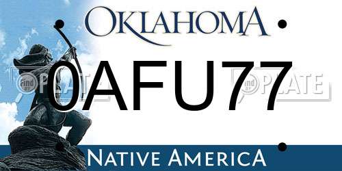 0AFU77 Oklahoma License Plate