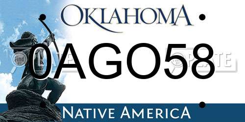 0AGO58 Oklahoma License Plate