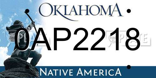 0AP2218 Oklahoma License Plate
