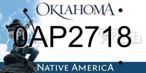 0AP2718 Oklahoma License Plate