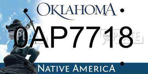 0AP7718 Oklahoma License Plate