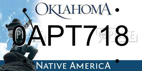 0APT718 Oklahoma License Plate