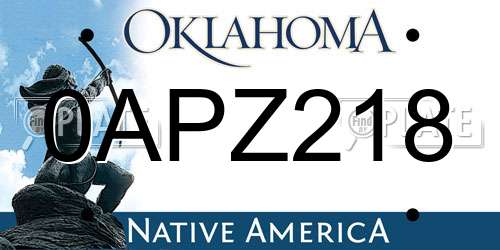 0APZ218 Oklahoma License Plate