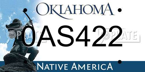 0AS422 Oklahoma License Plate