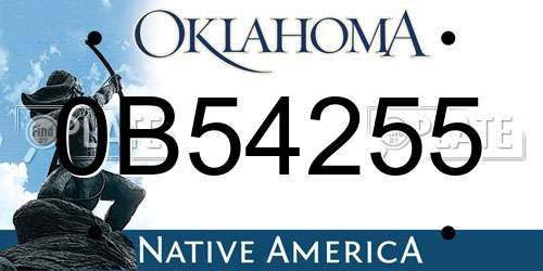 0B54255 Oklahoma License Plate